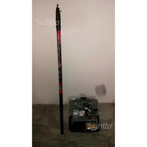 Canna da pesca in carbonio 5mt con accessori
