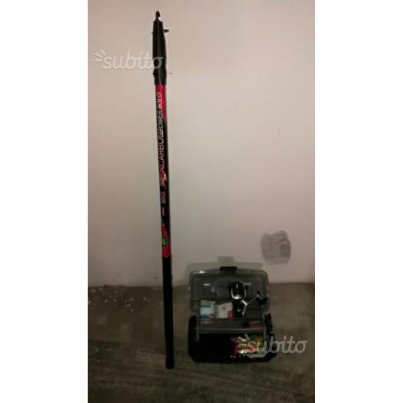 Canna da pesca in carbonio 5mt con accessori
