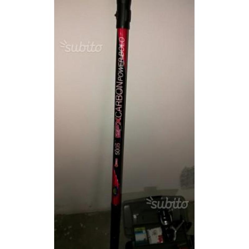 Canna da pesca in carbonio 5mt con accessori