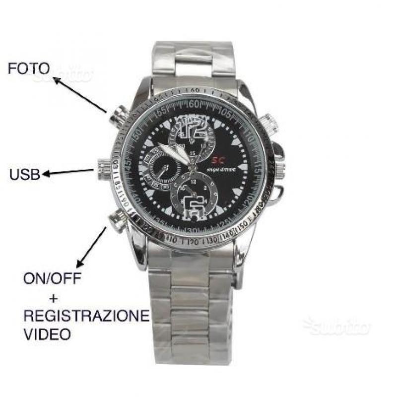 Orologio da polso spia in acciaio mini micro telec