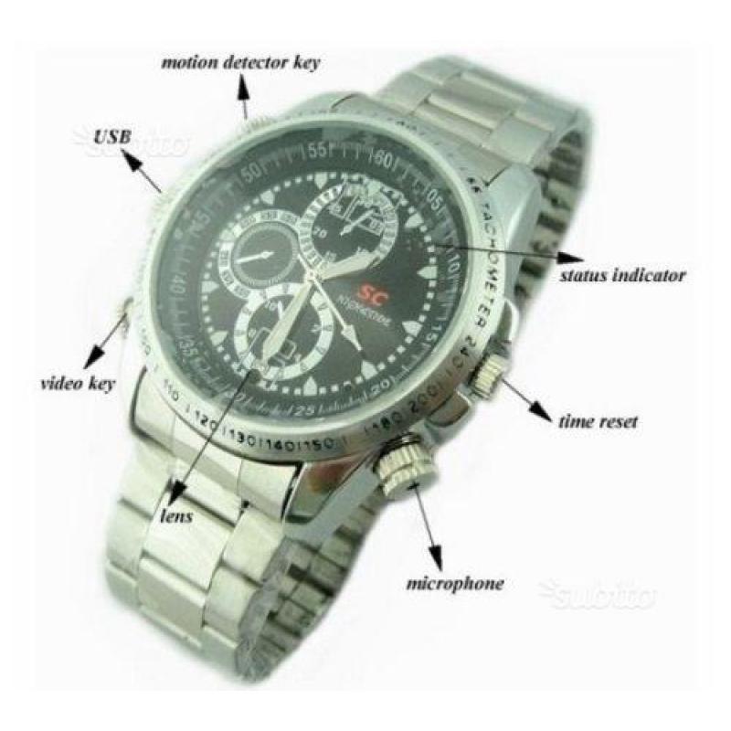 Orologio da polso spia in acciaio mini micro telec