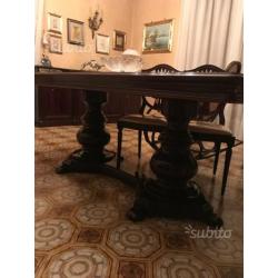 Tavolo con 6 sedie in mogano stile inglese
